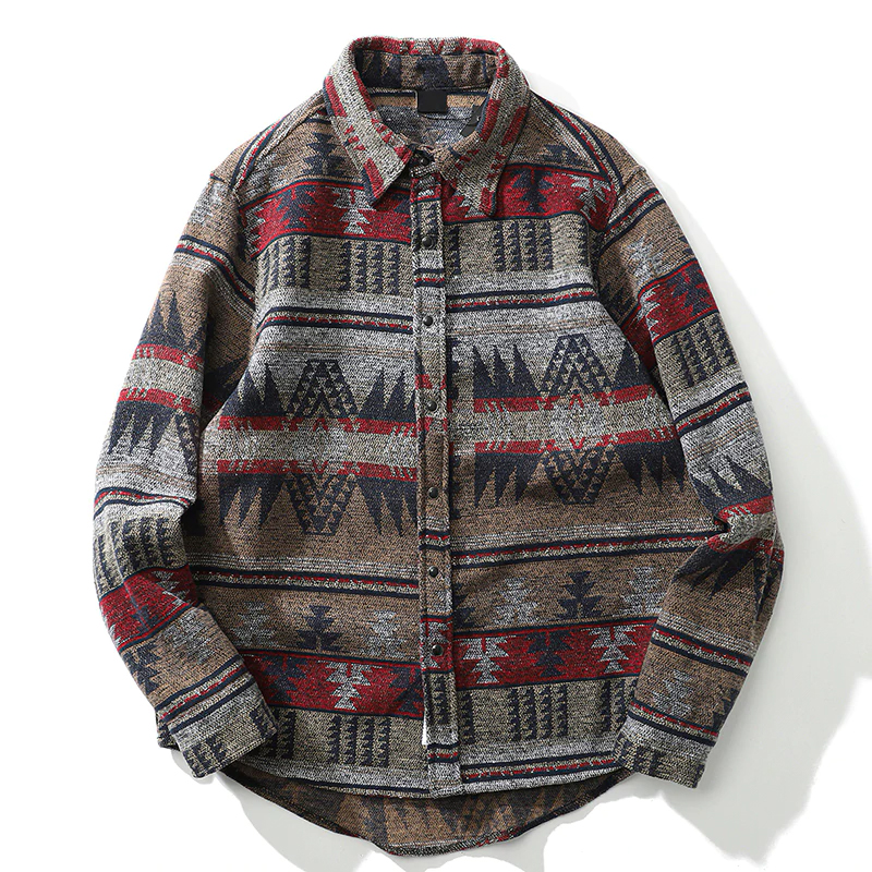 Dark Icon Geometric Stripe Shirts Men Women Long Sleeve Harajuku Woolen Shirts Men Clothing