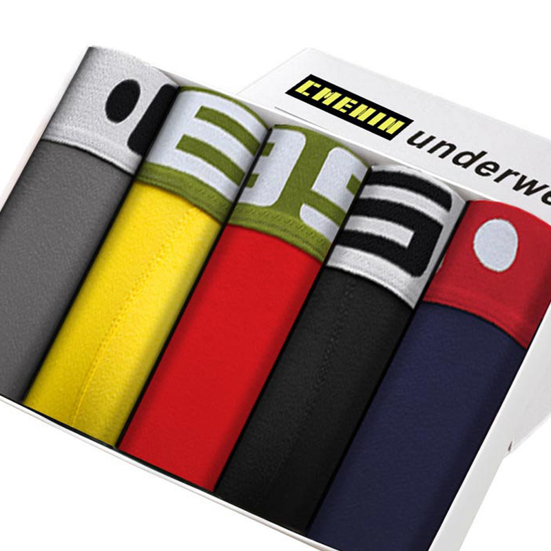 5pcs/lot Men's Underwear Boxer Male Panties Cotton Man Underpants Soft Boxers Short Boxershort Solid Under Wear BS101