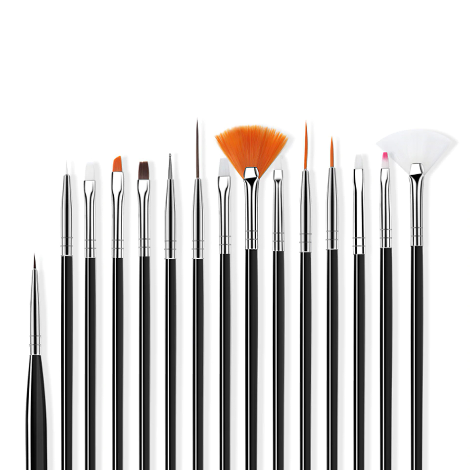 ROHWXY Nail Brush For Manicure Gel Brush For Nail Art 15Pcs/Set Ombre Brush For Gradient For Gel Nail Polish Painting Drawing