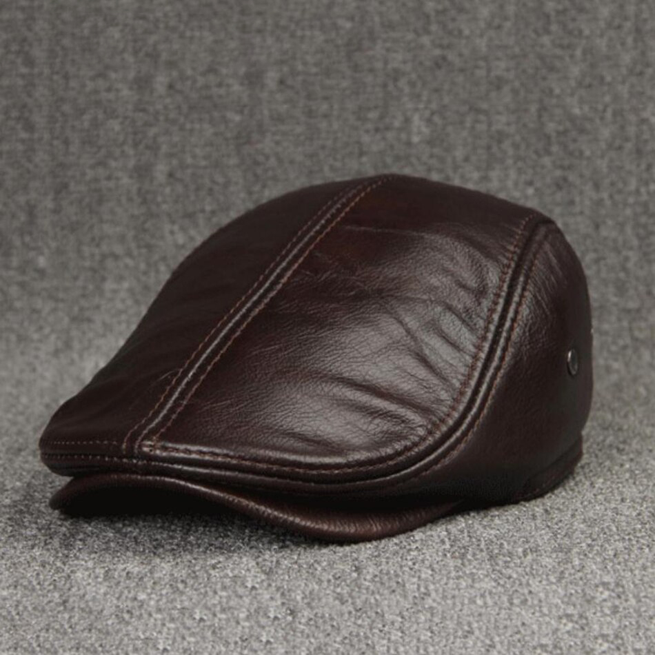 BUTTERMERE British Beret Men Genuine Leather Flat Cap Brown Male Earflaps Vintage Ivy Hats Autumn Luxury Directors Caps Gatsby