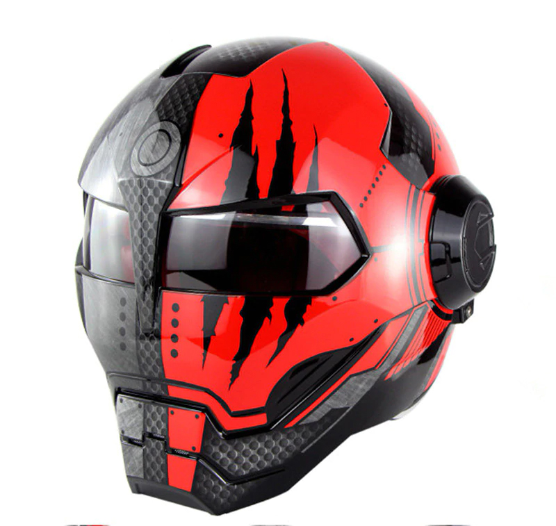 Iron Man Helmets Black Red War Machine Ironman Casque Robot Cosplay Full Face Motorcycle Helmet Flip Up Capacete Retro Motorbike