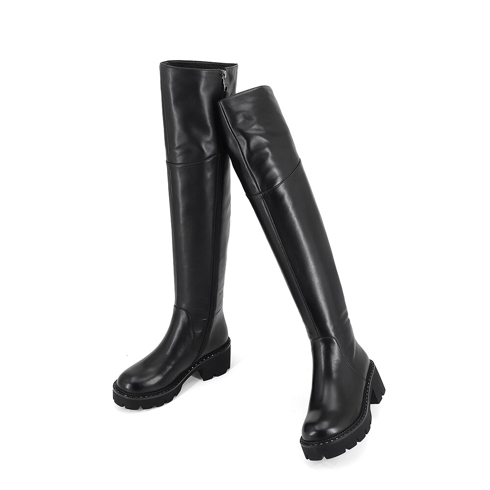 SOPHITINA Comfortable Round Toe Boots High Quality Genuine Leather Square Heel New Hot Sale Shoes Handmade Women's Boots SC414