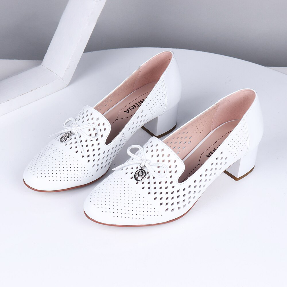 SOPHITINA Square Heel Pumps Women Hollow Breathable 5cm Heel office White Color Basic Shoes Concise Comfortable Sexy Pumps SC687