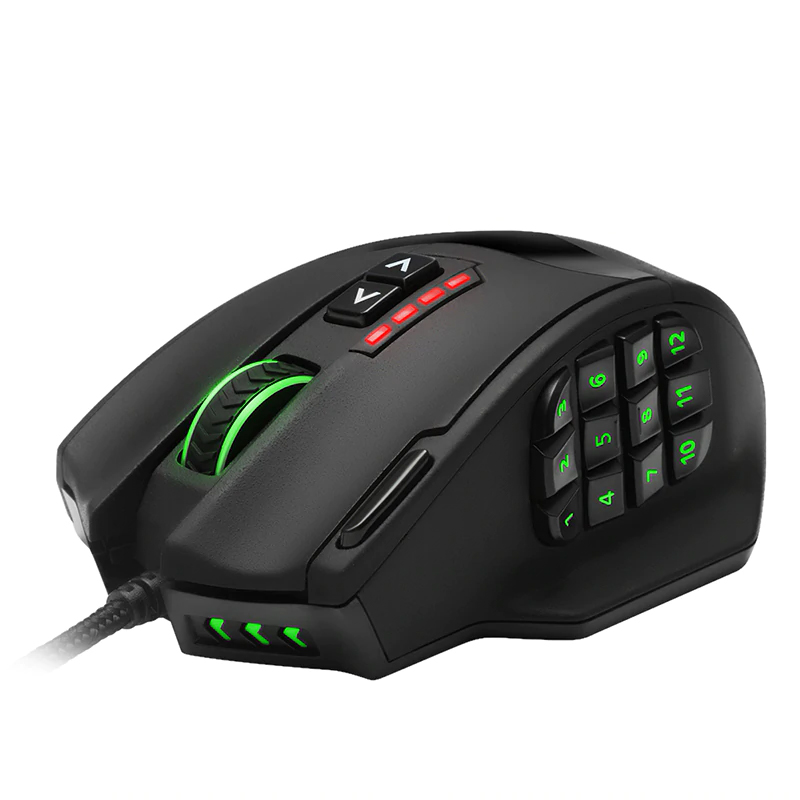 Rocketek USB wired Gaming RGB Mouse 16400 DPI 19 buttons programmable game mice with backlight ergonomic for laptop pc computer