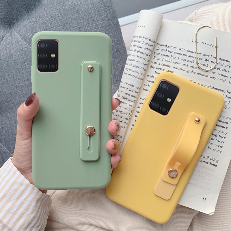 wrist strap phone holder silicone case for samsung galaxy s20 plus ultra s10 s9 s8 note 10 pro 8 9 a71 a51 m30s soft back cover