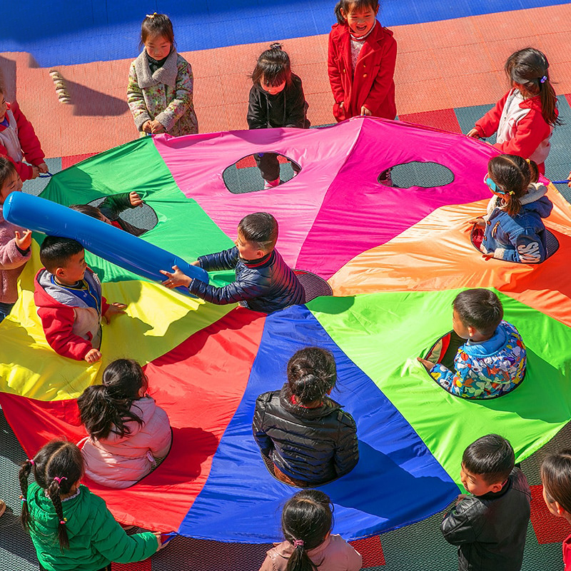 Kindergarten Whac-A-Mole Rainbow Umbrella Prachute Toy Parent-child Activities Game Props Children Kids Outdoor Fun Sports Toy