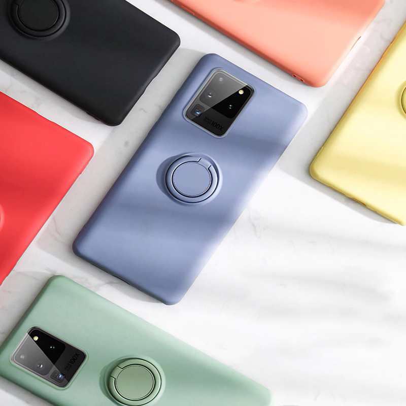 Ultra-thin Silicone Magnetic Holder Phone Case For Samsung Galaxy S20 S10 E 5G S9 S8 Note 20 10 9 Plus Stand Ring Bracket Cover