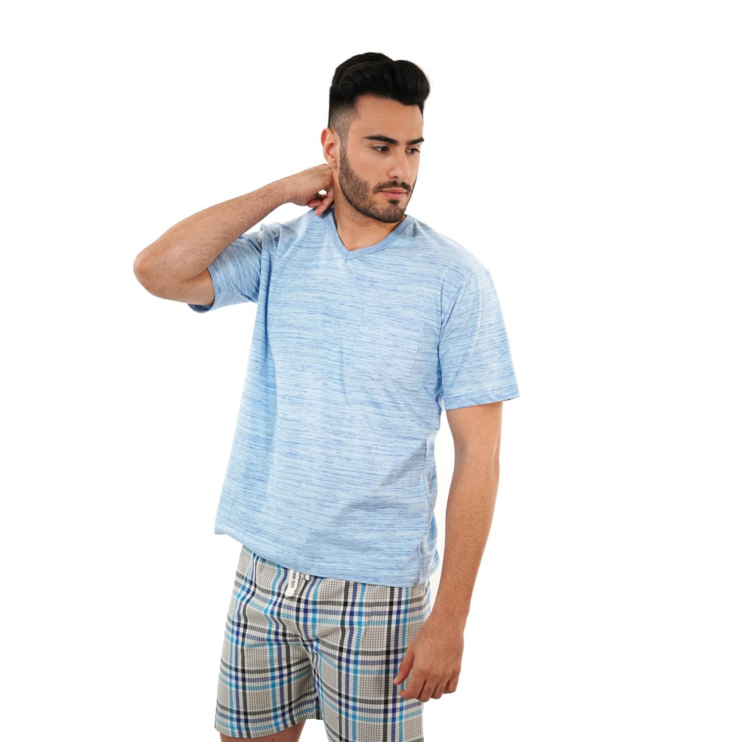 Summer men's pajamas-men's pajamas 100% cotton plaid✨-Youth Summer man's pajamas