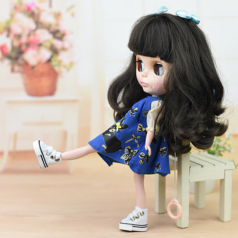 6Pair/lot 3.5cm Canva Shoes For Blythe Dolls Causal Shoes For Barbie Doll House Mini Shoes For 1/6 BJD Fashion Doll Accessories
