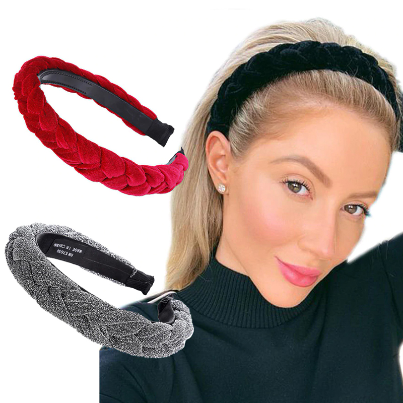 MOLANS Hair Accessories Wide Shiny Weaving Hairbands Braided Headband Hair Hoop Fashion Hair Bands Bezel Headdress