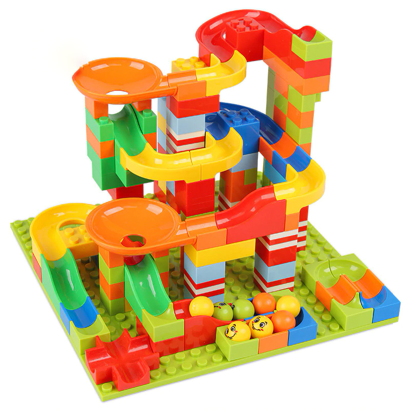 Hipac 168-392 PCS Building Blocks Marble Racing Run Block Ball Plastic Funnel Slide DIY Assembly Bulid Bricks Toys For Children