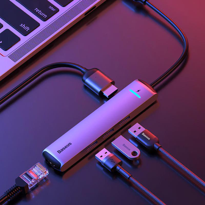 Baseus USB C HUB USB to Multi HDMI USB 3.0 RJ45 Carder Reader OTG Adapter USB Splitter for MacBook Pro Air USB Dock Type C HUB