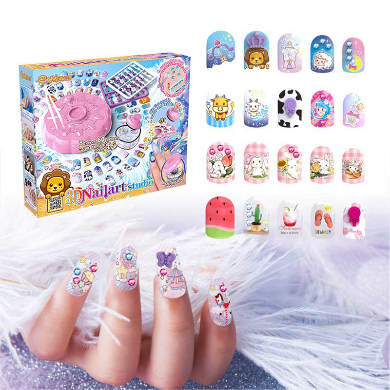 DIY 3D Nail Art Fashion Kids Makeup Set Box Princess Beauty Game Pretend Play Toys For Girl Adults 2020 New Christmas Gift