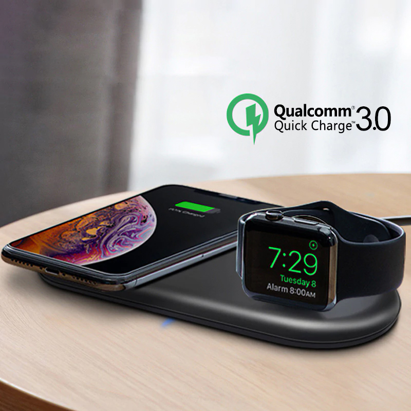 Qi Wireless Charger Pad 2W Magnetic Watch Charging for Apple iWatch 5 4 3 2 1 QC3.0 Quick Charge for iPhone 11 Pro Xs Max X 8