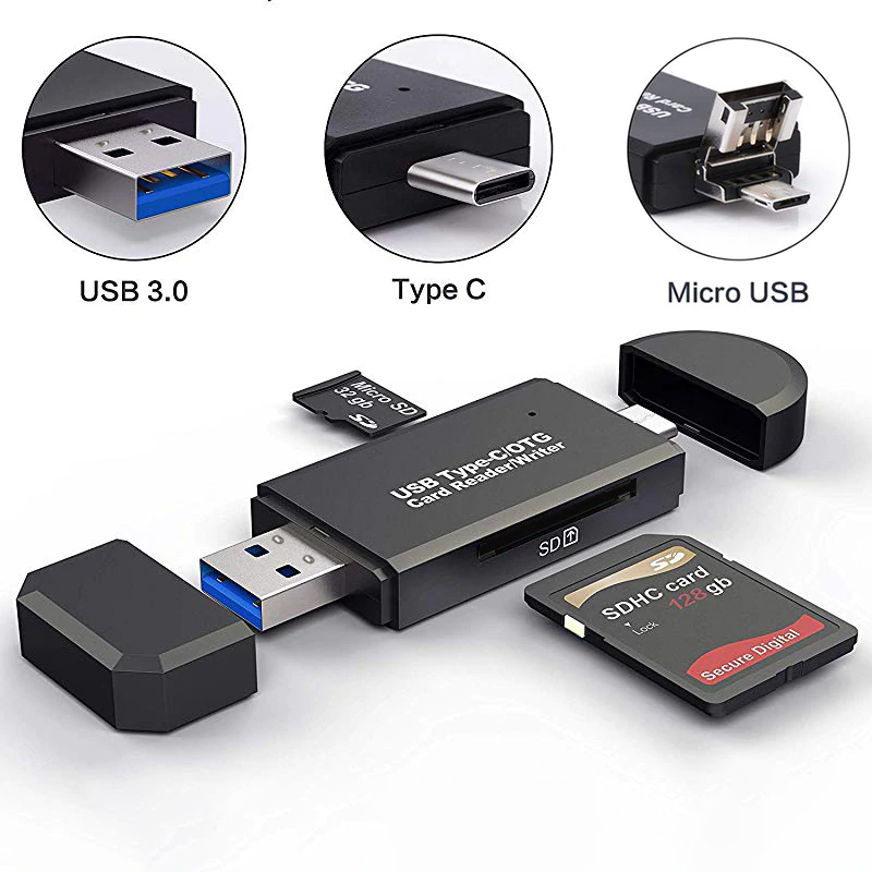 SD Card Reader USB 3.0 OTG Micro USB Type C Card Reader Lector SD Memory Card Reader For Micro SD TF USB Type-C OTG Cardreader
