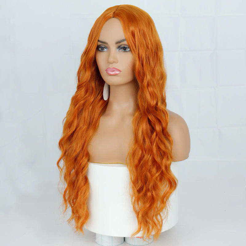 LING HANG Long Wave Wig Middle Natural High Temperature Synthetic Role-Playing Wig Suitable for Black / White Women