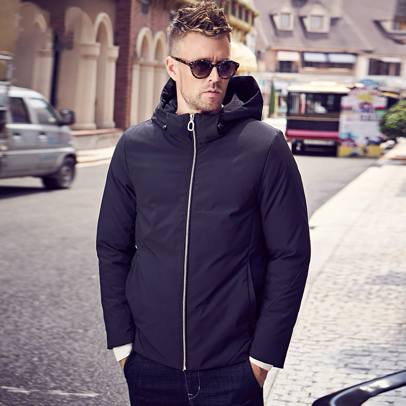 Enjeolon Brand Winter Thick Winter Down Hooded Jacket Men Light Parka Coat Male Hoodies Parka Coat 3XL Down Parka YR917