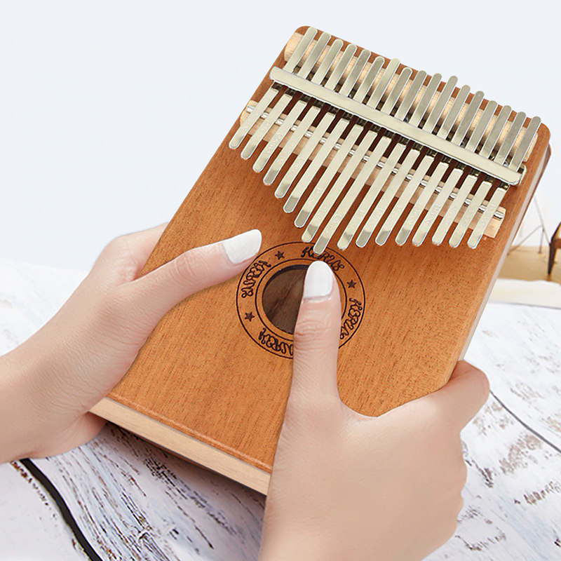 Portable 17 Key Thumb Piano High-Quality Wood Mahogany Body Musical Instrument With Learning Book Hammer For Beginner New