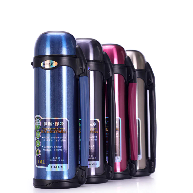 PINKAH Vacuum Flasks Thermoses Stainless Steel 1L High Capacity Outdoor Sport Travel Cup Thermos Drinking Water Bottle Thermal