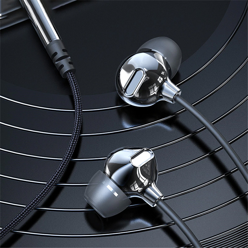 Rock In-Ear Zircon Nano Obsidian Earphone 3.5mm AUX Headset With Mic Balanced Immersive Bass Earphones for iPhone Sumsung Xiaomi