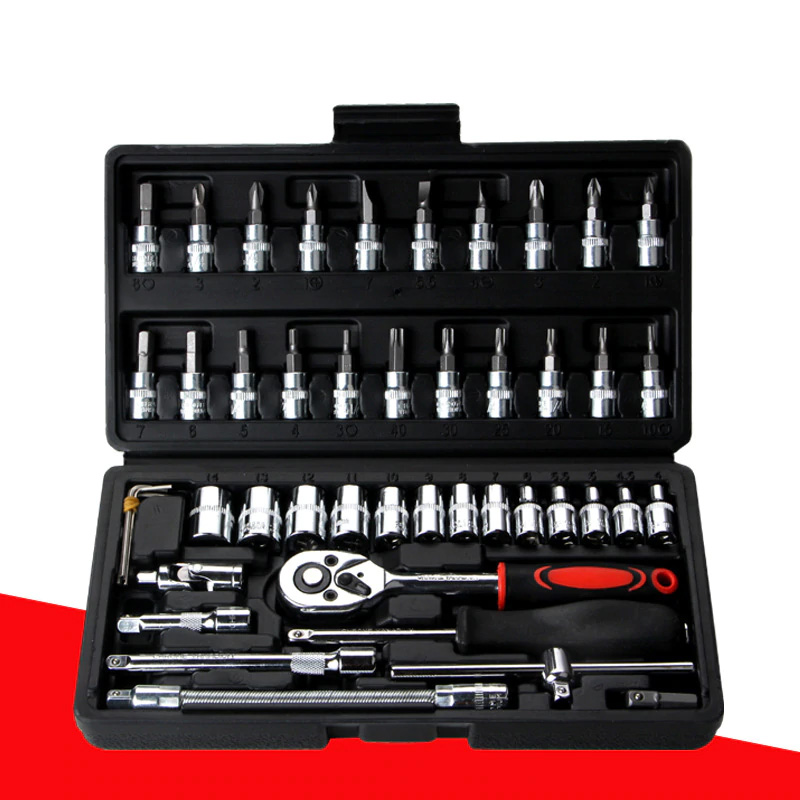 46 In 1 Wrench Batch Head Hand Tool Set Ratchet Carbon Steel Pawl Socket Spanner Screwdriver Motorcycle Car Repair Tool Set