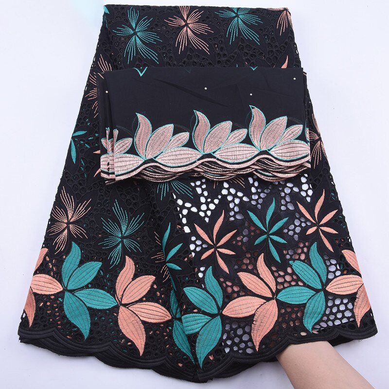 SJD LACE Swiss Voile Lace With Stones African Lace Fabric 5Yards+2Yards Handmade Embroiderey Dubai Laces For Wedding Dress A1929