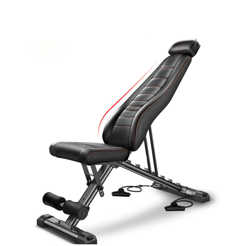 Adjustable folding musculation bench with resistance band/adjustable dumbbells