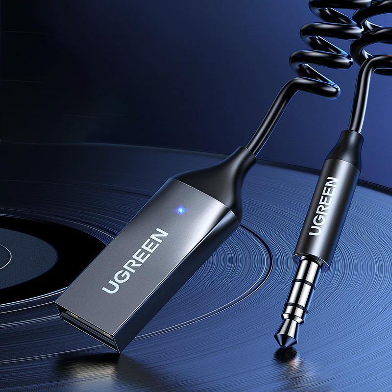 UGREEN Bluetooth Aux Adapter Wireless Car Bluetooth Receiver USB to 3.5mm Jack Audio Music Mic Handsfree Adapter for Car Speaker