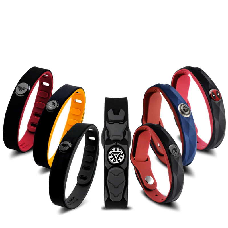 Power Ionics Super Hero Series 3000 ions Sports Titanium Fashion Waterproof Bracelet Wristband Balance Human Body Free Lettering