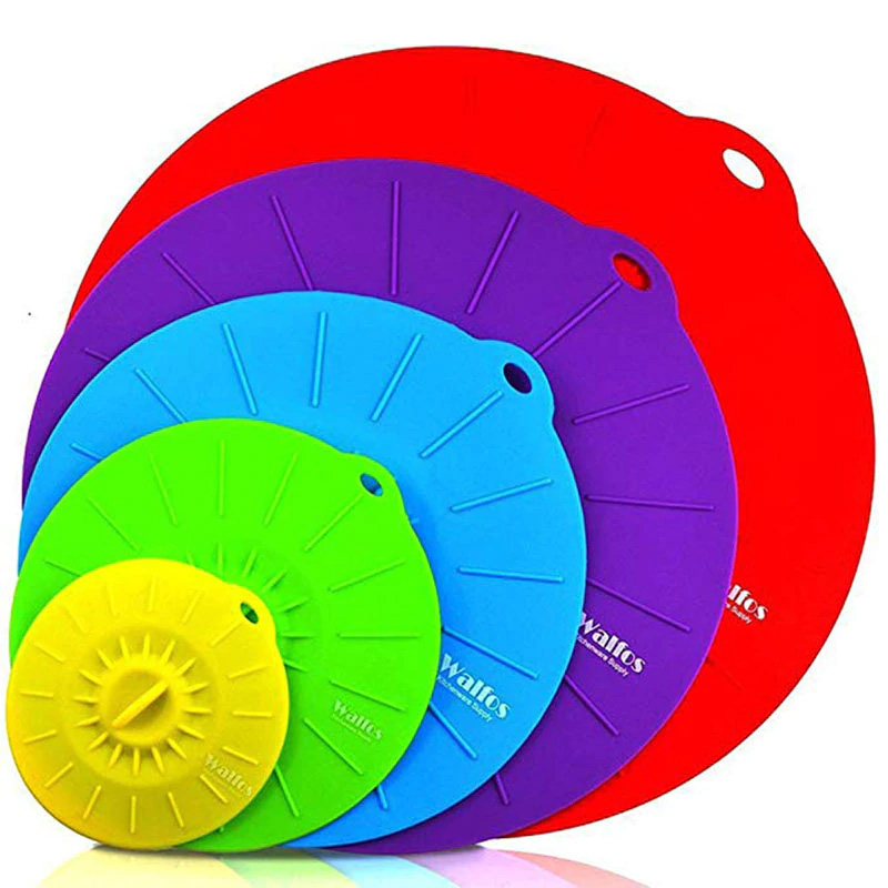 WALFOS Set of 5 silicone Microwave bowl cover cooking pot pan lid Cover-Silicone food wrap cooking tools kitchen utensil