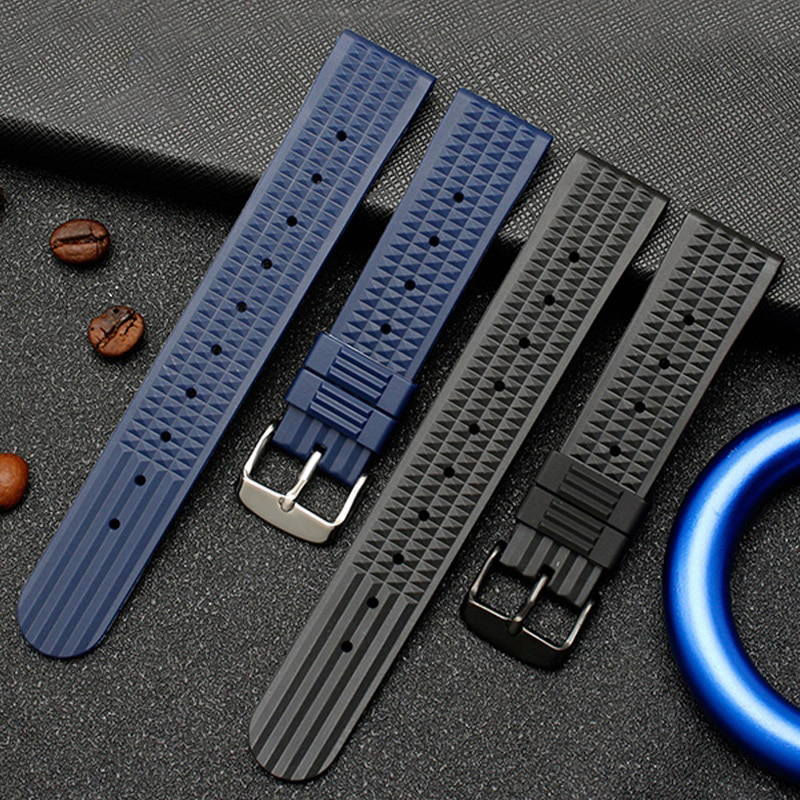 Silicone Rubber watch strap 20mm 22mm watchband for s-eiko SRP777J1 watch band Diving waterproof bracelet blue color