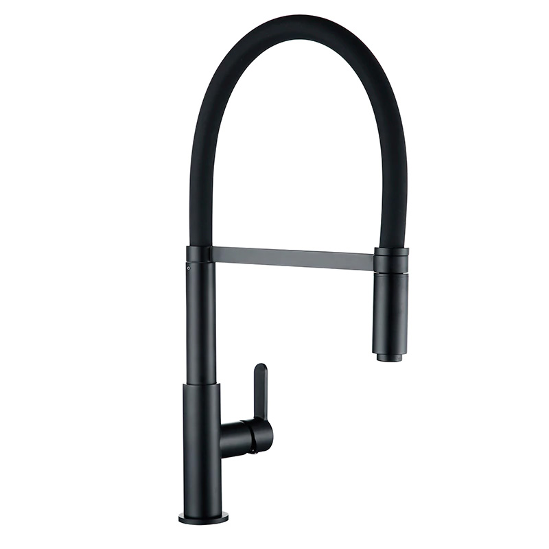 Smesiteli Kitchen Faucets Round Matte Black Brass Single Handle Single Hole 360 Degree Swivel Mixer Sink Tap Pull Out Down Taps