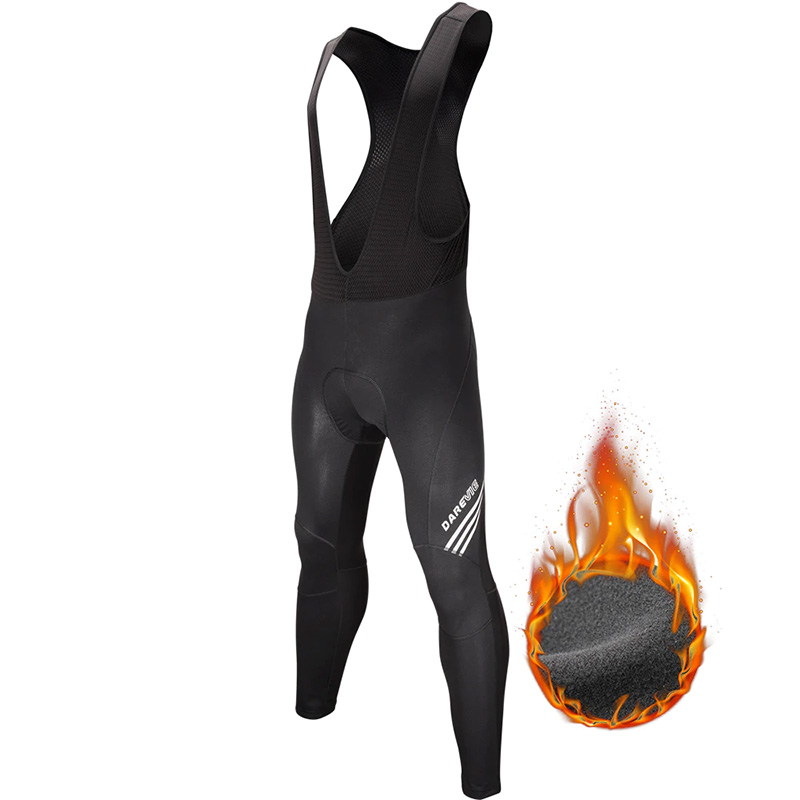 DAREVIE Winter Cycling Pants Hot Thermal Fleece Windproof Cycling Bib Shorts Warm 3D Sponge Pad Winter Cycling Pants Bib Trouser
