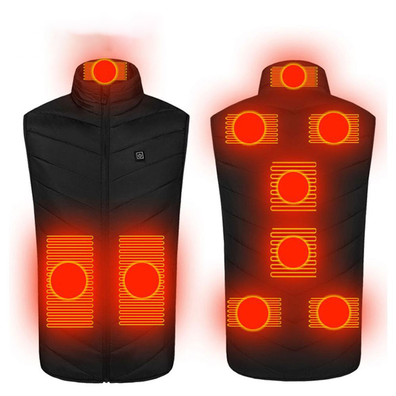 9 Zones Heated Vest Jacket Heating USB Winter Electrically Sleeveless Jacket Winter Outdoor Waistcoat Riding Man Woman