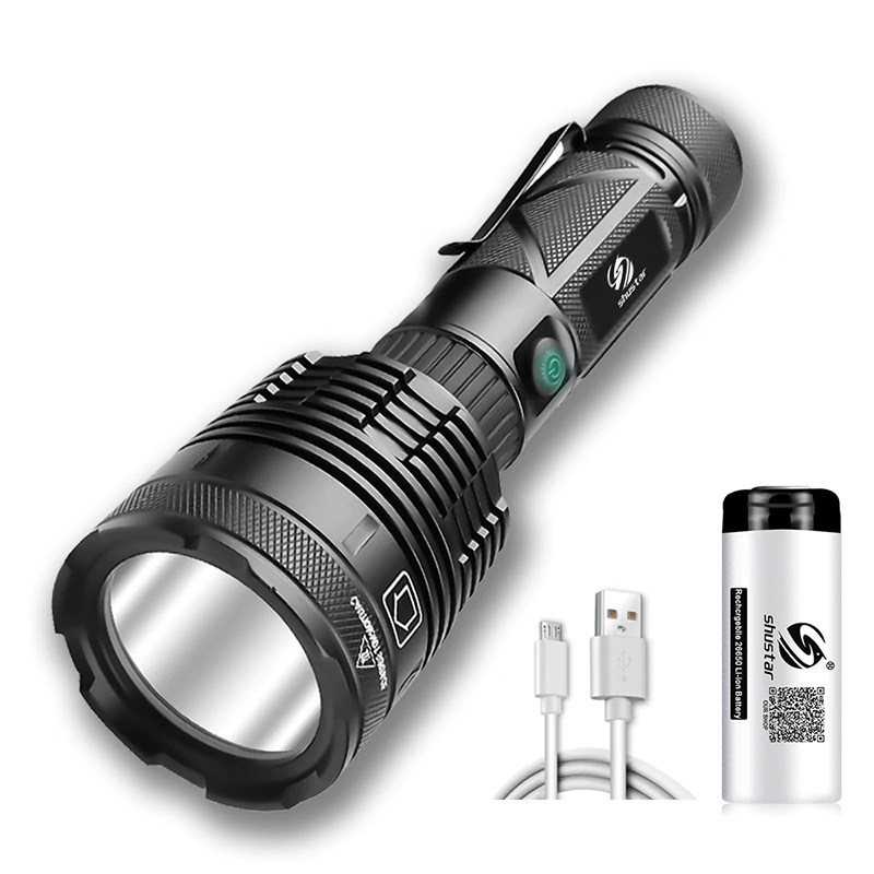 4 Core P70 Super Bright LED Flashlight Outdoor waterproof portable lighting tool With Safety hammer tail Use 26650 battery