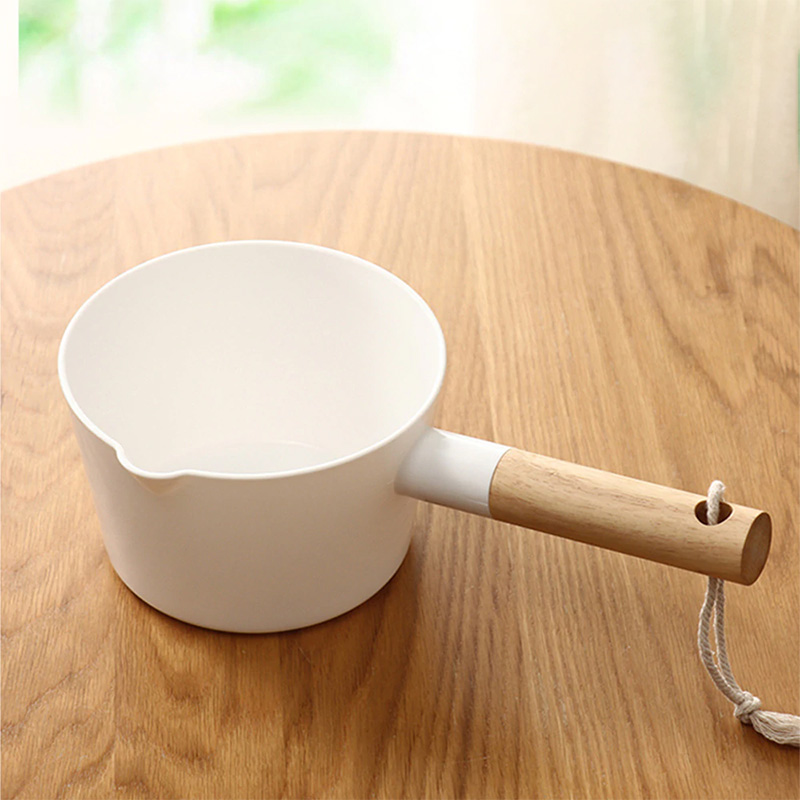 1PCS 주방 나무 긴 손잡이 물 래들 욕실 Bailer 화이트 워터 특종 일본식 홈 액세서리