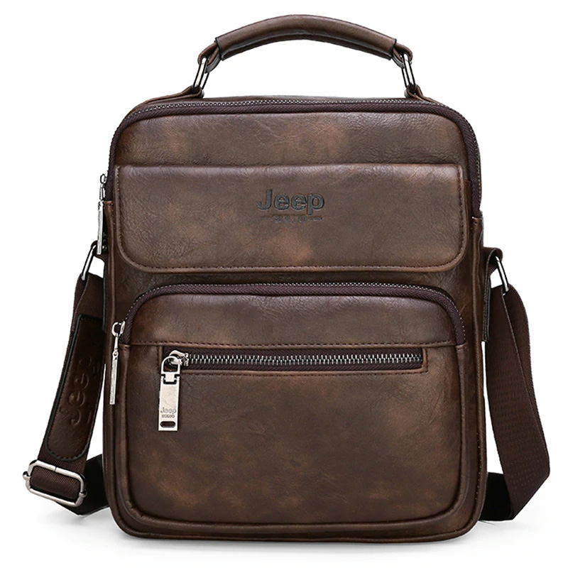 JEEP BULUO Men's Handbags Famous Brand Big Size Man Leather Crossbody Shoulder Messenger Bag For 9.7 inch iPad Casual Business