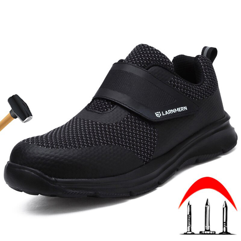 LARNMERN Work shoes Men's Steel Toe Safety Shoes Construction Protective Lightweight Shockproof Boots Hook&loop Sneakers safety