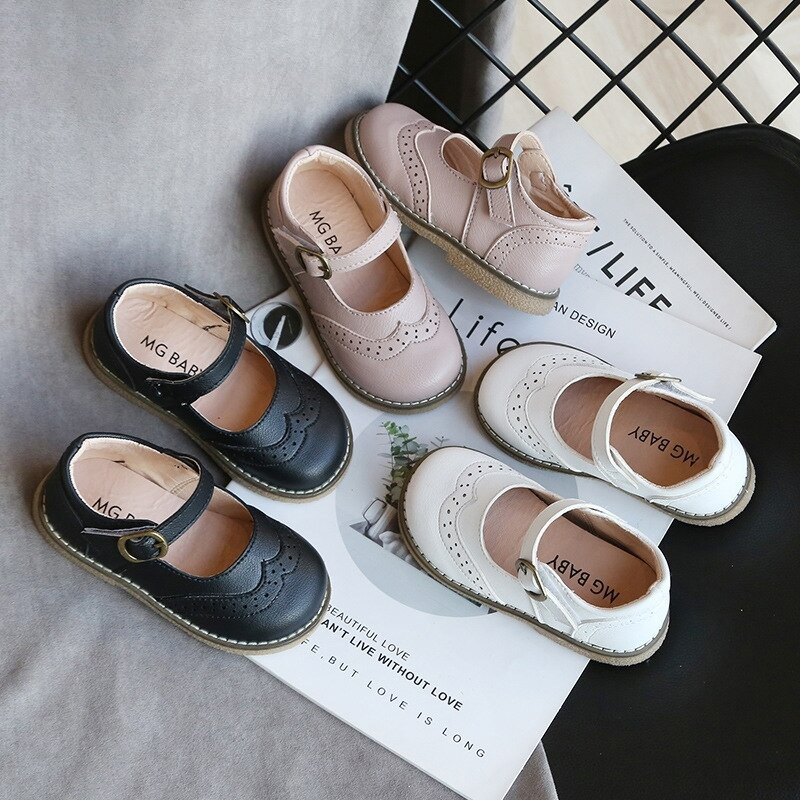 ULKNN New Grils Leather Shoes Casual Girls Autumn Winter Kids Pu Show White Shoes Children's Black Pink size 21-30 Flats