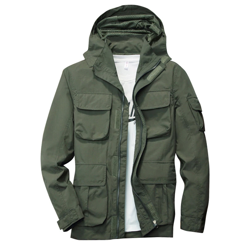 Spring Autumn Mens Jackets And Coats 2020 New Fashion Casual Breathable Cargo Windbreaker Jacket Male Hooded Thin Coat Plus Size
