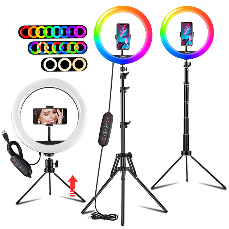 Orsda 10 inch RGB Ring Light tripod LED Ring Light Selfie Ring Light with Stand RGB 26 colors video light For Youtube Tik Tok