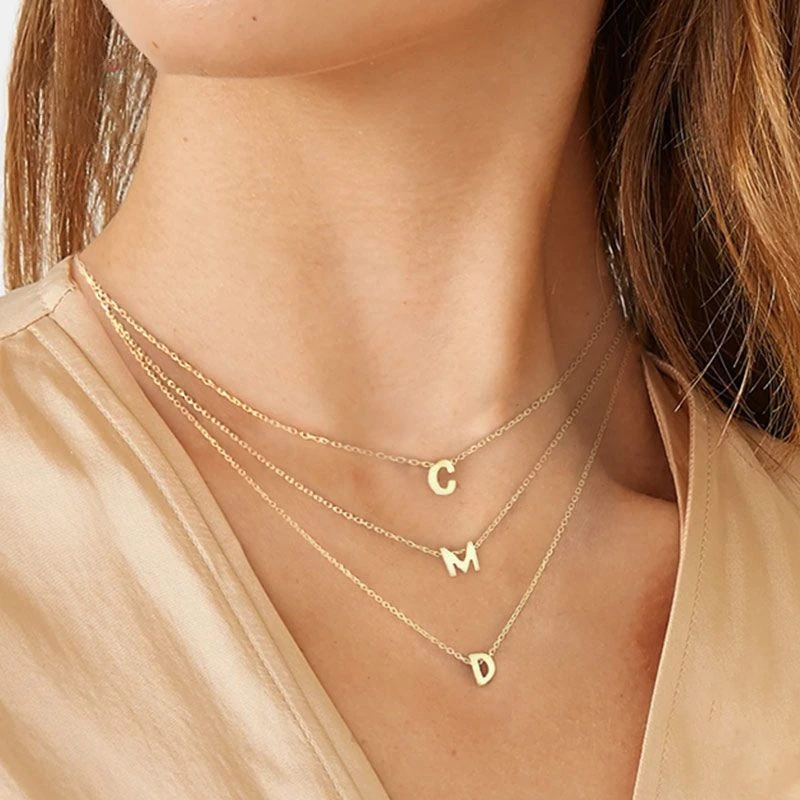 CANNER Real 925 Sterling Silver 26 Letter Round Choker Necklace For Women European and American Minimalist Fine Jewelry