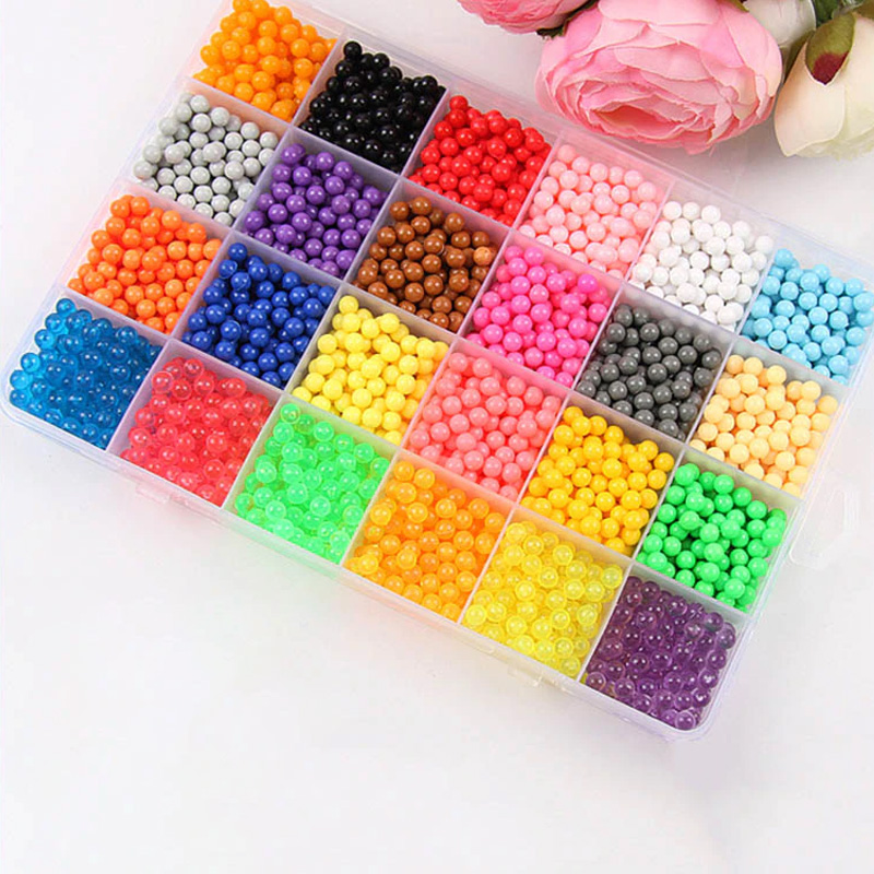 6000pcs 24 colors Refill Beads puzzle Crystal DIY water spray beads set ball games 3D handmade magic toys for children